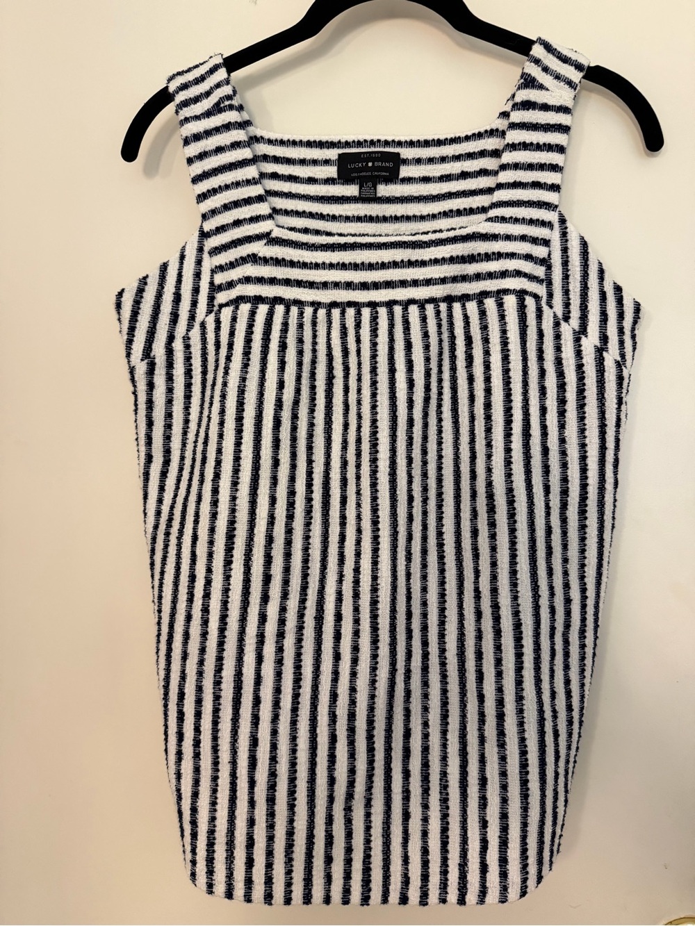 Lucky Brand Black and White Striped Square-Neck Tank